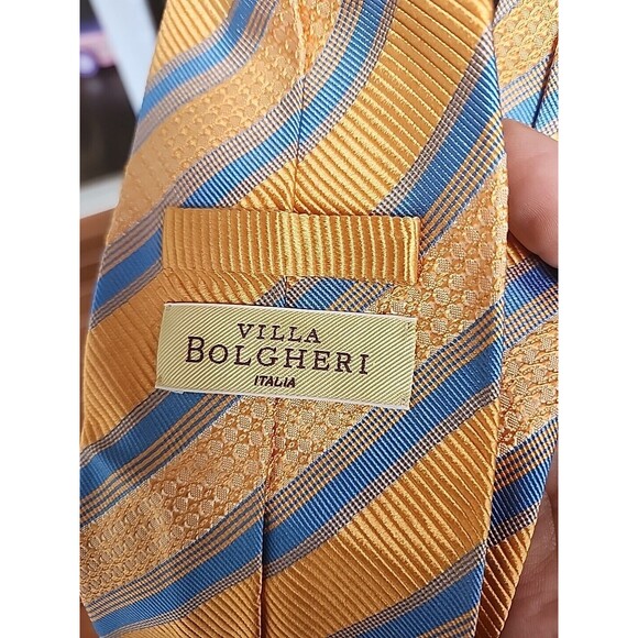 Villa Bolgheri Italia Orange Blue men's tie‎ 100% Silk Classic in Italy V - Picture 5 of 5